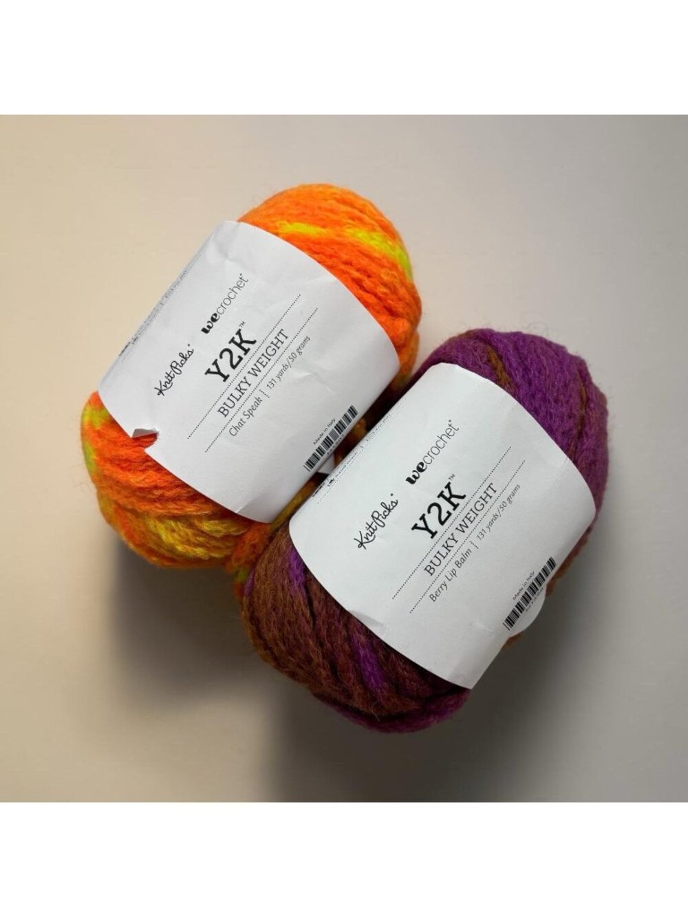 New Knitting Yarn 2 Skeins Y2K Neon Orange Purple Bright Knit Picks